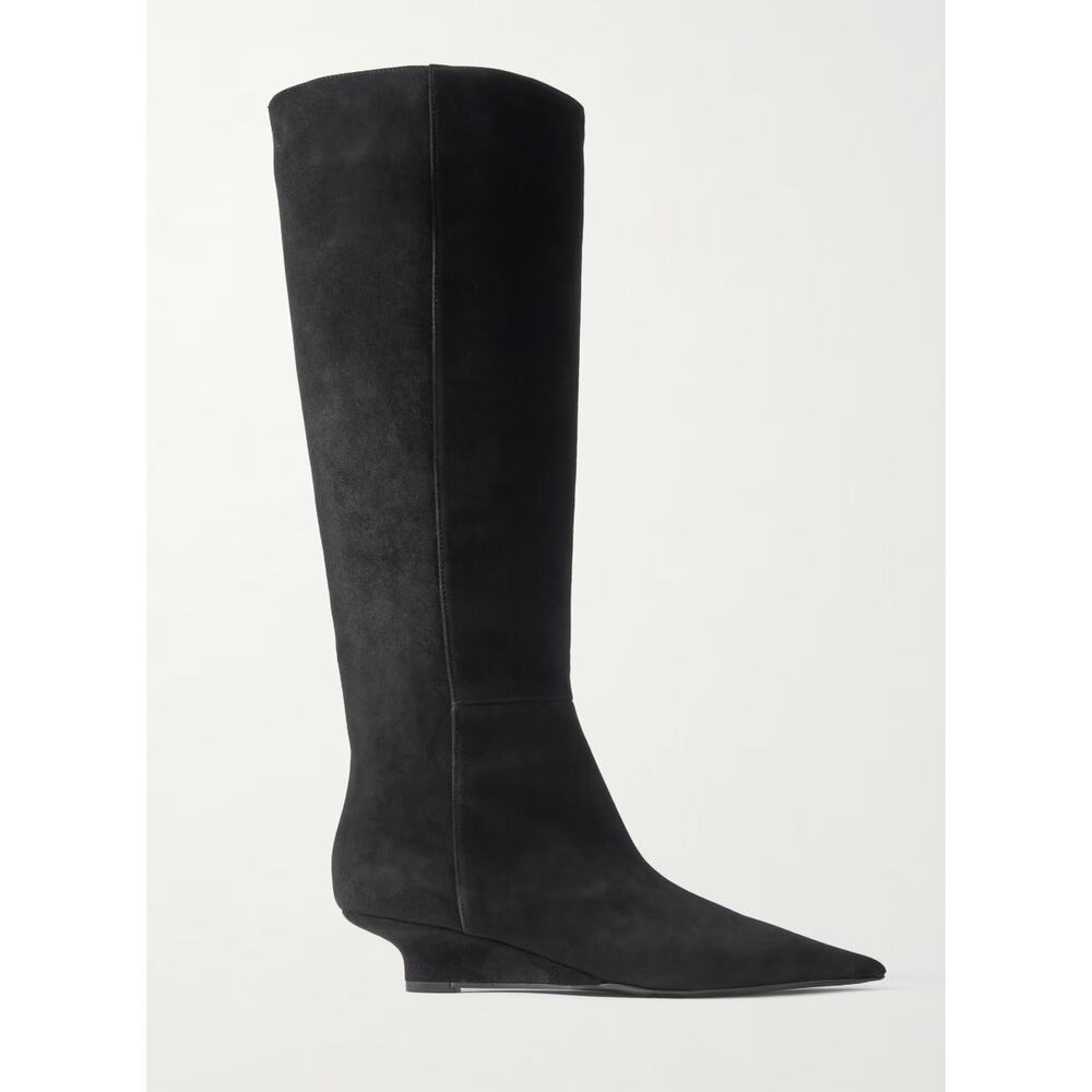 TOTEME Suede Sharp 40 Knee High Boot Black Size 39